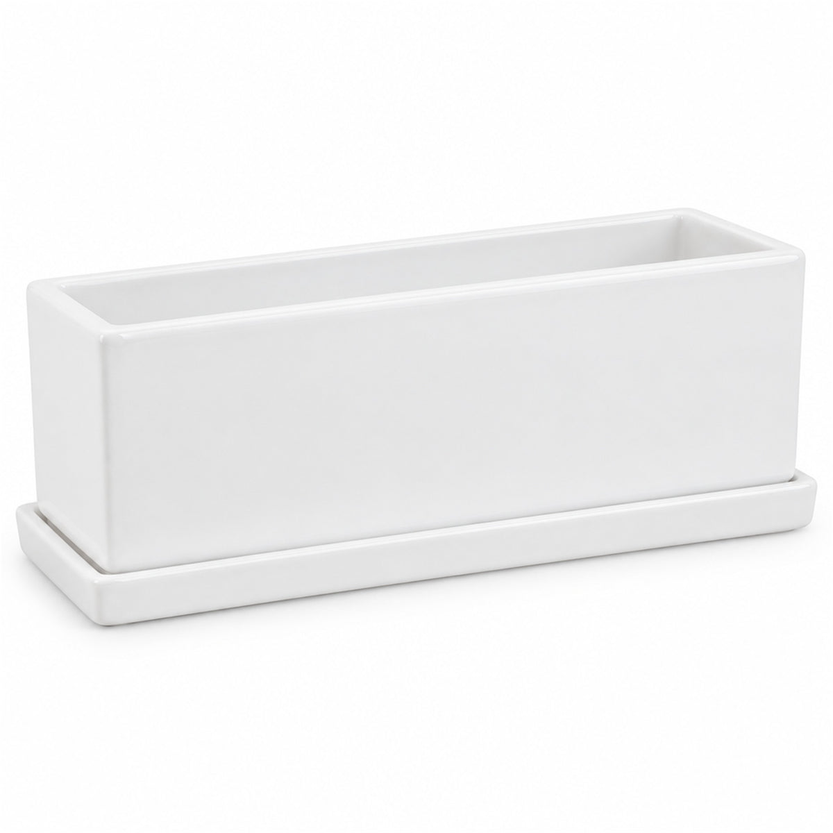 Ceramic Window Box, 11.5 in long, in gloss white