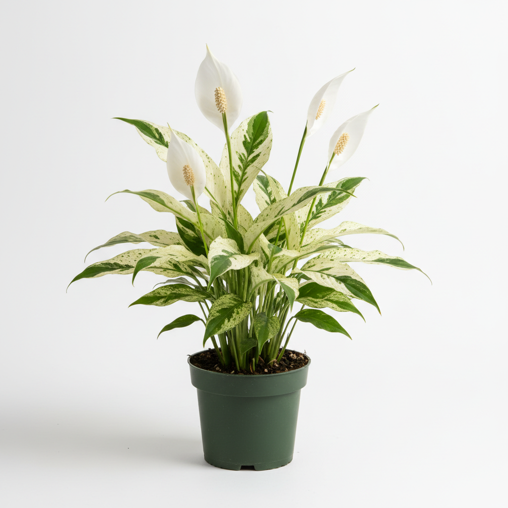 Spath Peace Lily Domino (variegated) 4in