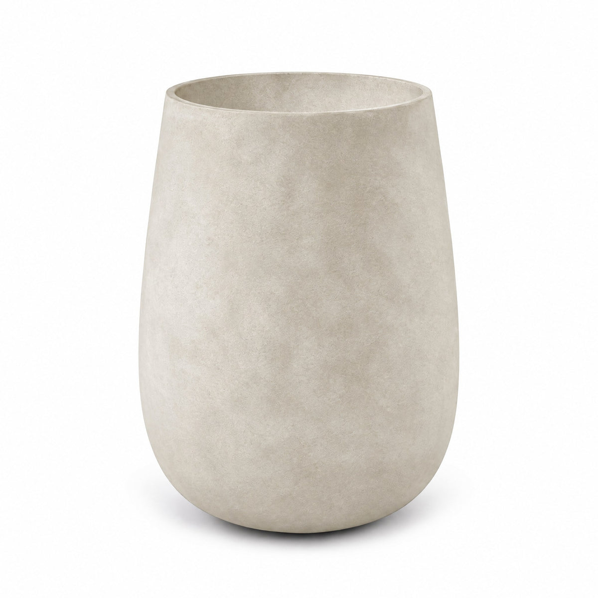 Torre Tall Round fiberglass planter in sand stone