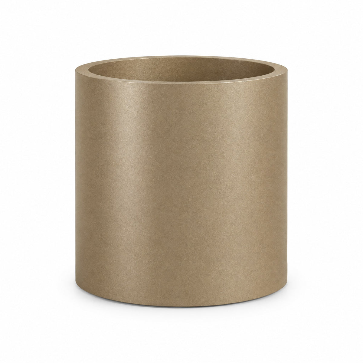 Urban Cylinder fiberglass planter in metallic gold