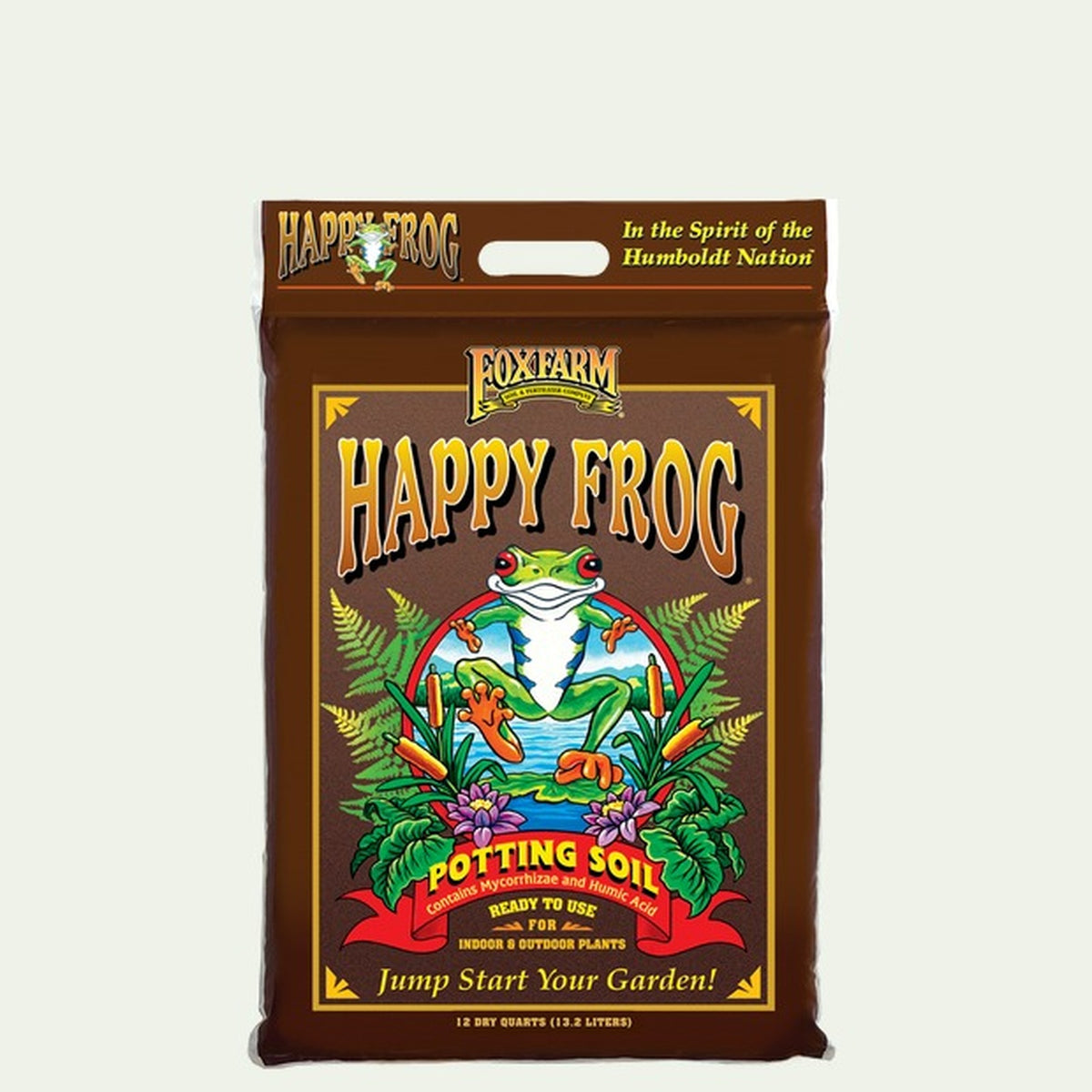 FoxFarm Happy Frog potting soil bag.