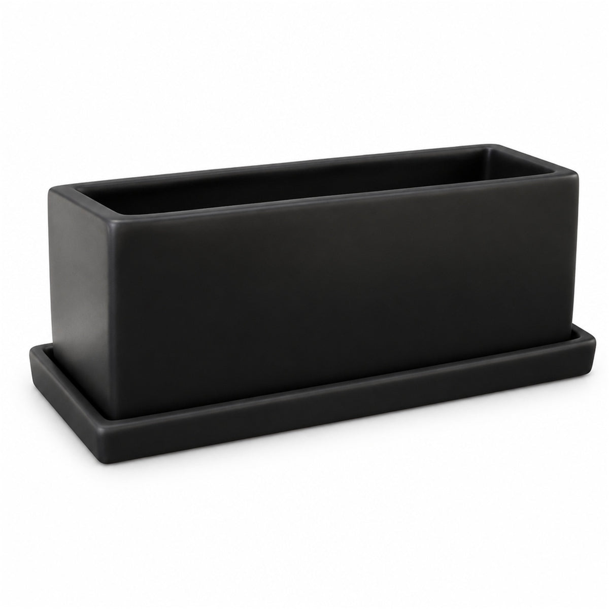 Ceramic Window Box, 11.5 in long, in matte black