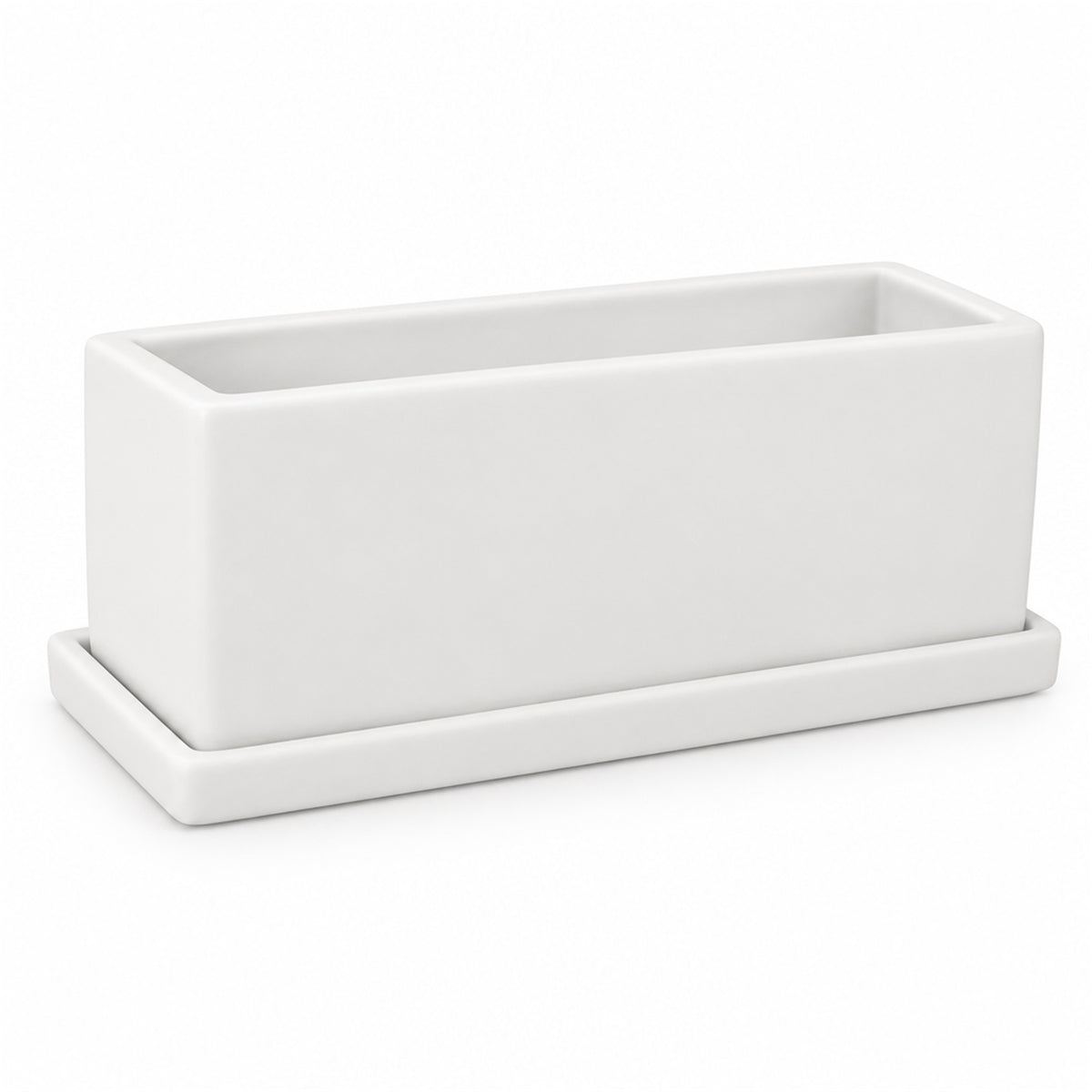 Ceramic Window Box, 11.5 in long, in matte white