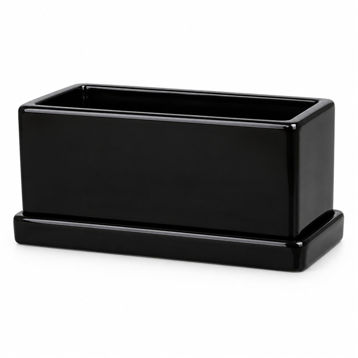 Ceramic Window Box, 8 in long, in gloss black