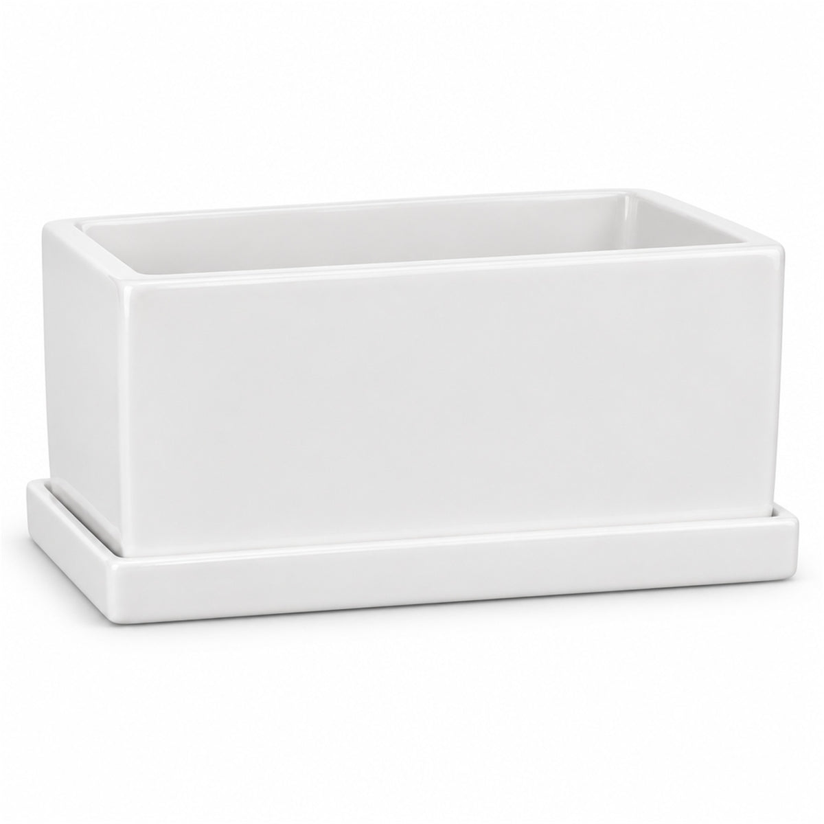 Ceramic Window Box, 8 in long, in gloss white