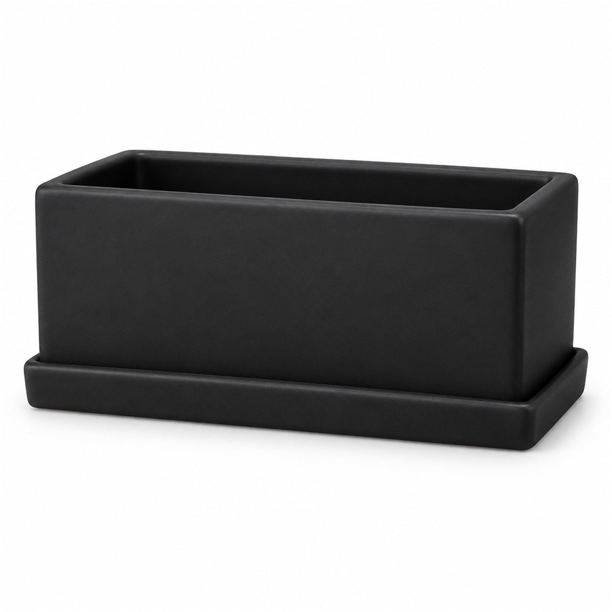 Ceramic Window Box, 8 in long, in matte black