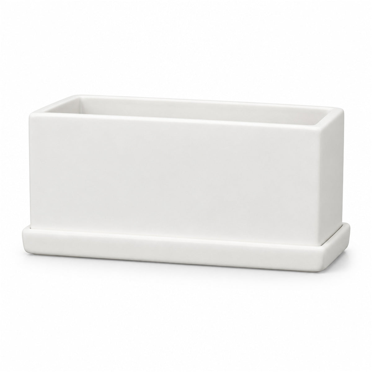 Ceramic Window Box, 8 in long, in matte white