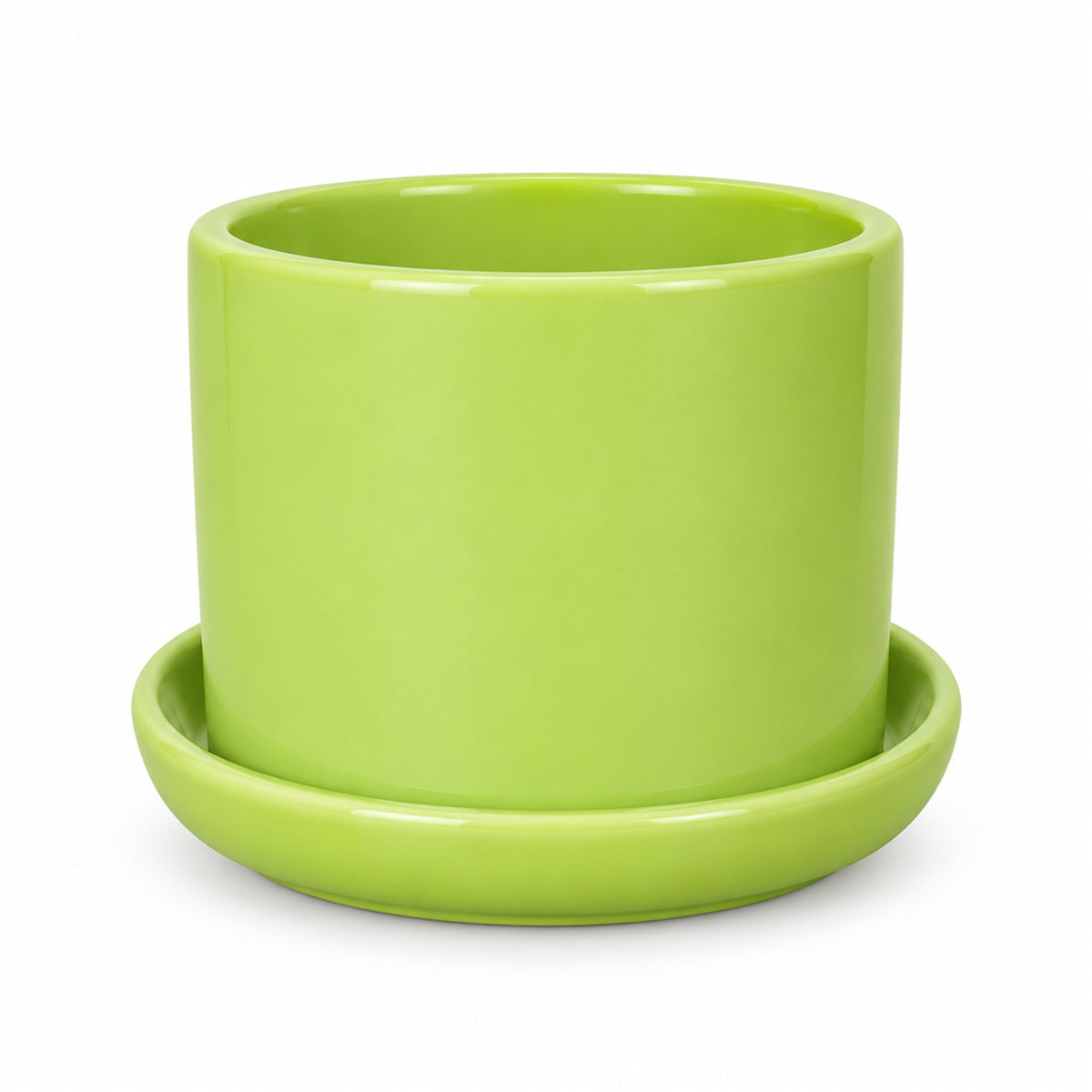 Mini Ceramic Cylinder Pot in green