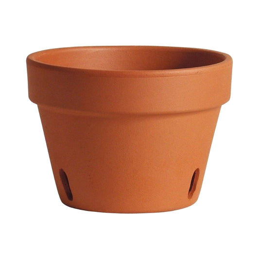 Terracotta orchid pot with side slots