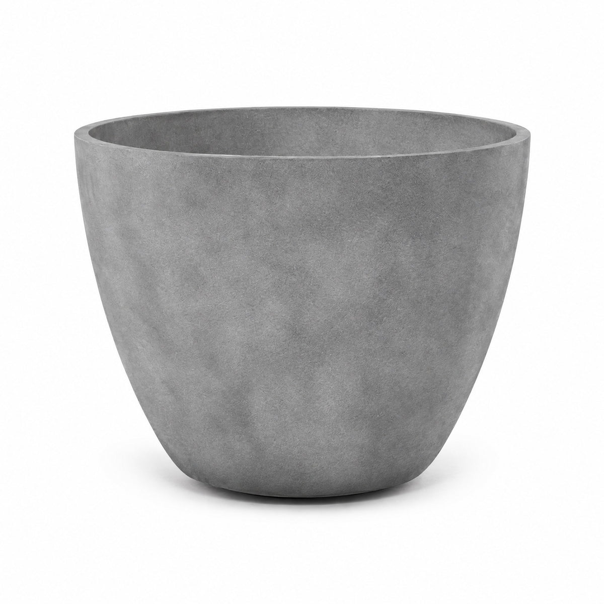 Anfora Tapered Round fiberglass planter in concrete stone