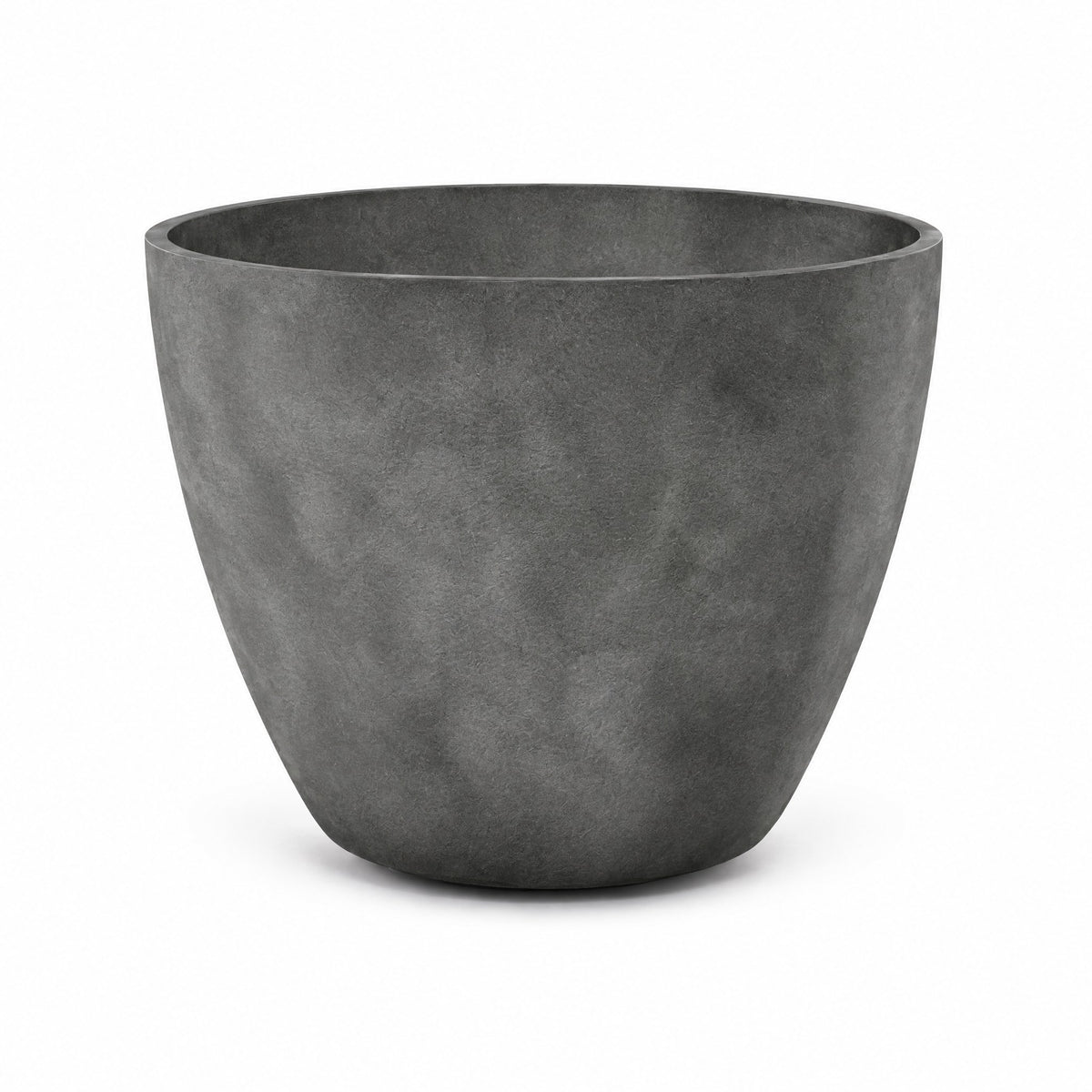 Anfora Tapered Round fiberglass planter in grey stone