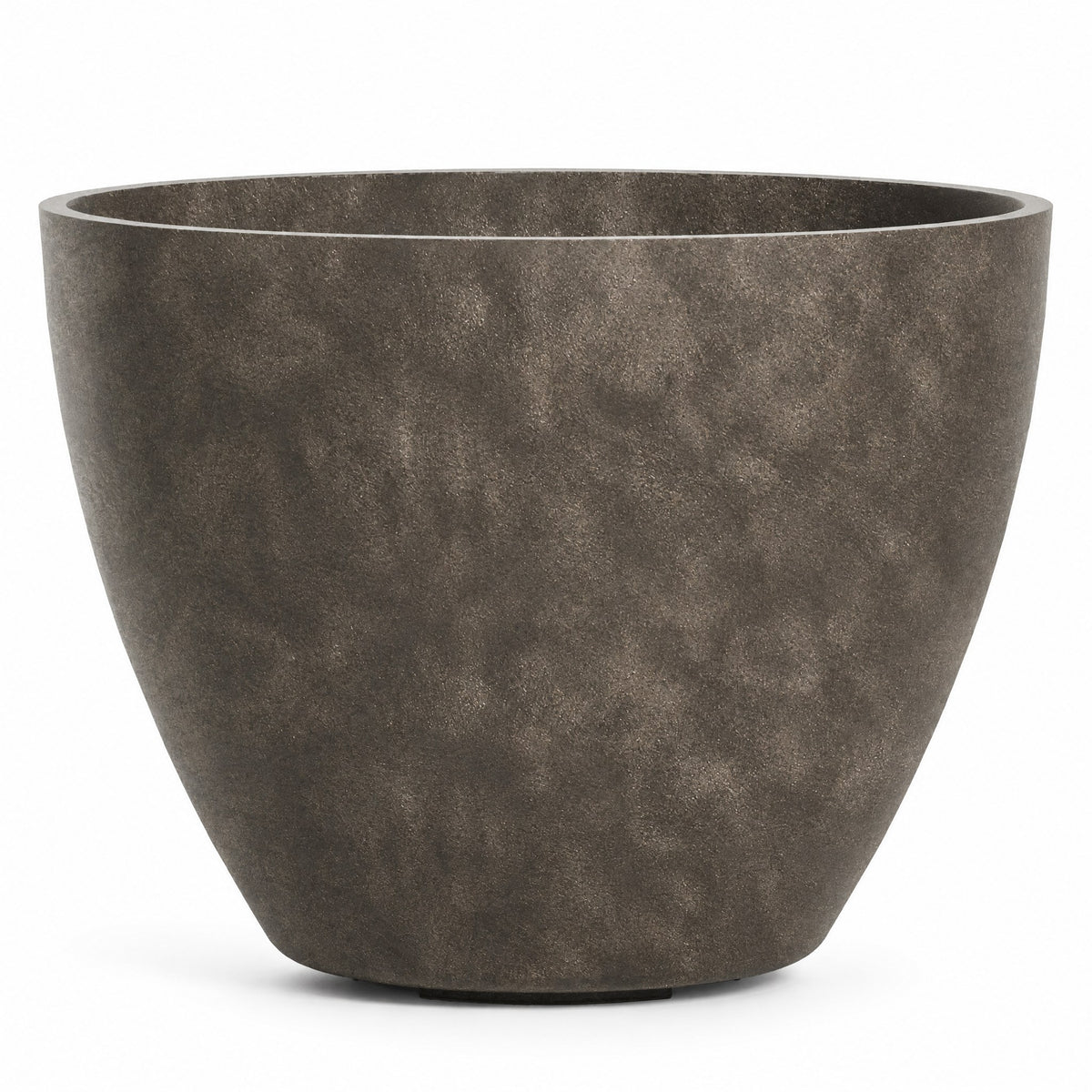 Anfora Tapered Round fiberglass planter in river stone