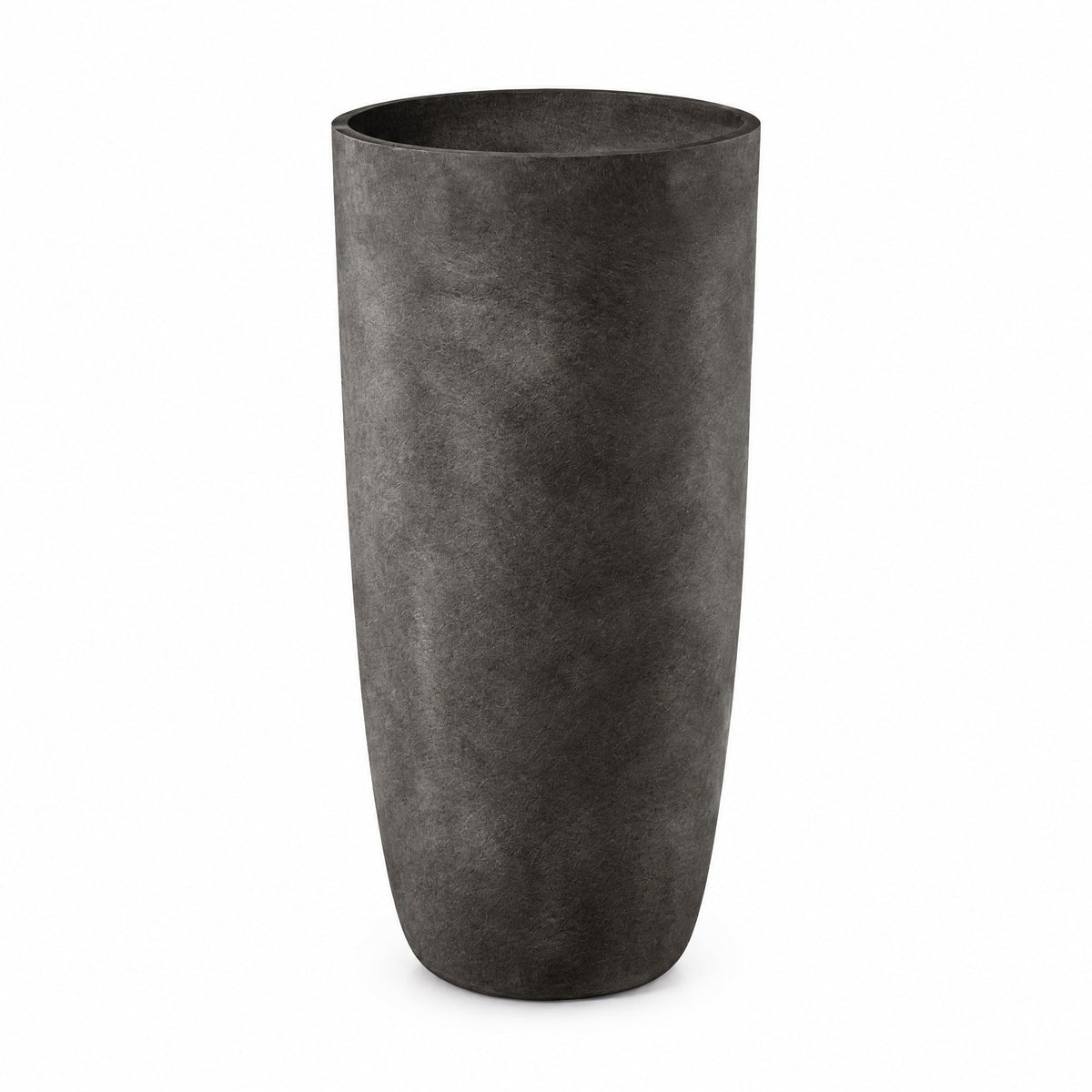 Colonna Tall Round fiberglass planter in brown stone