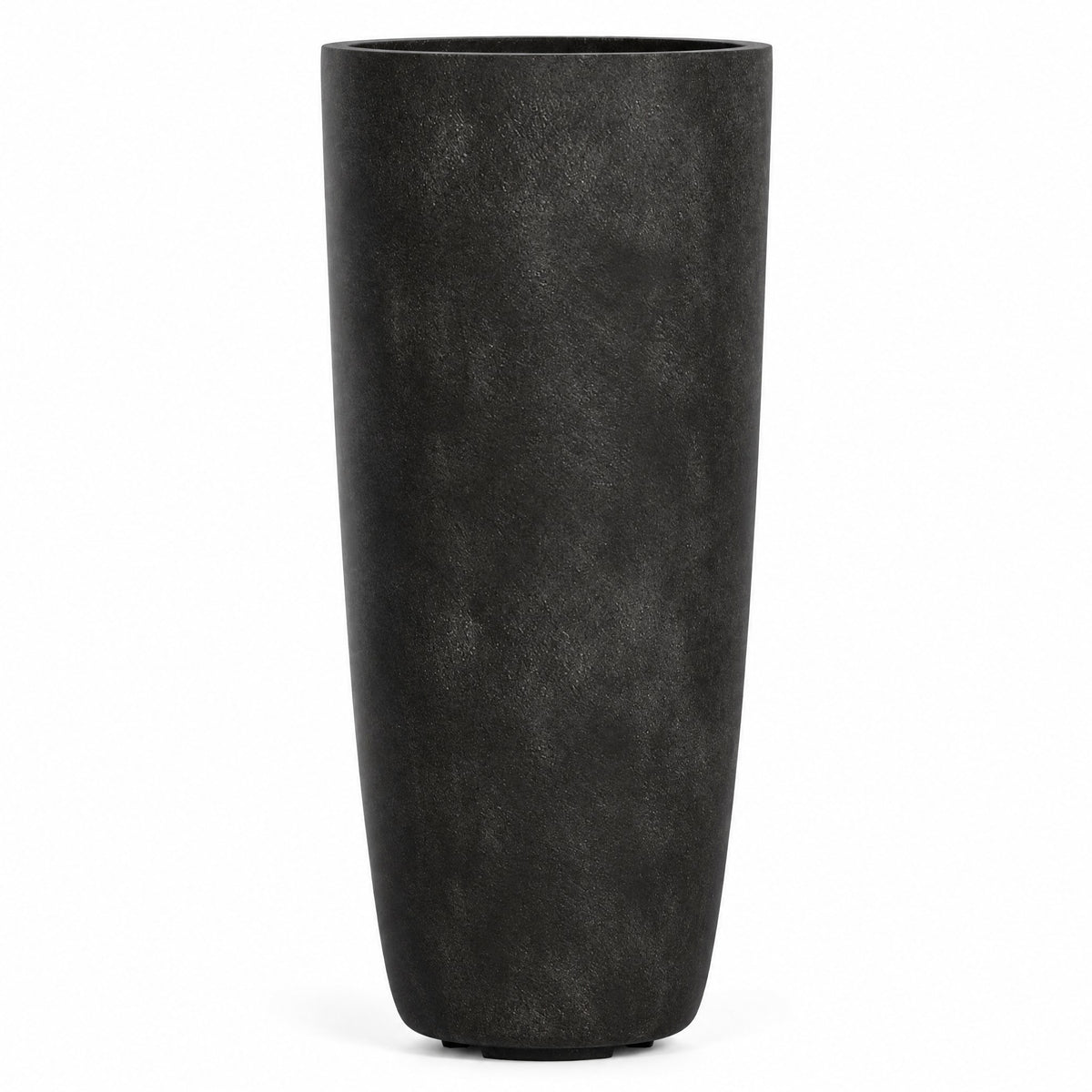 Colonna Tall Round fiberglass planter in carbon stone