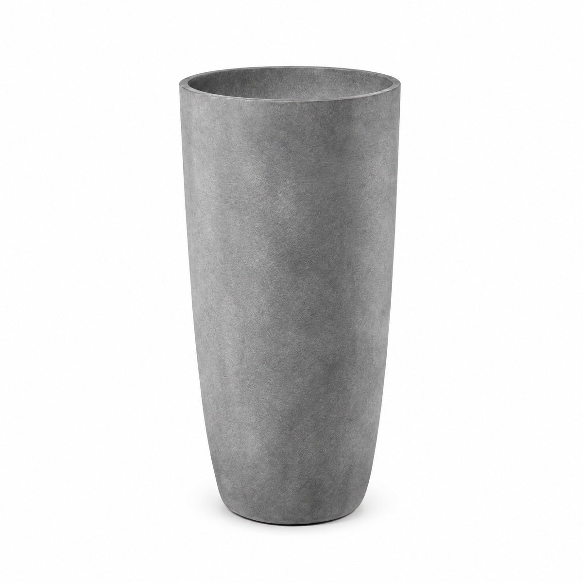 Colonna Tall Round fiberglass planter in concrete stone