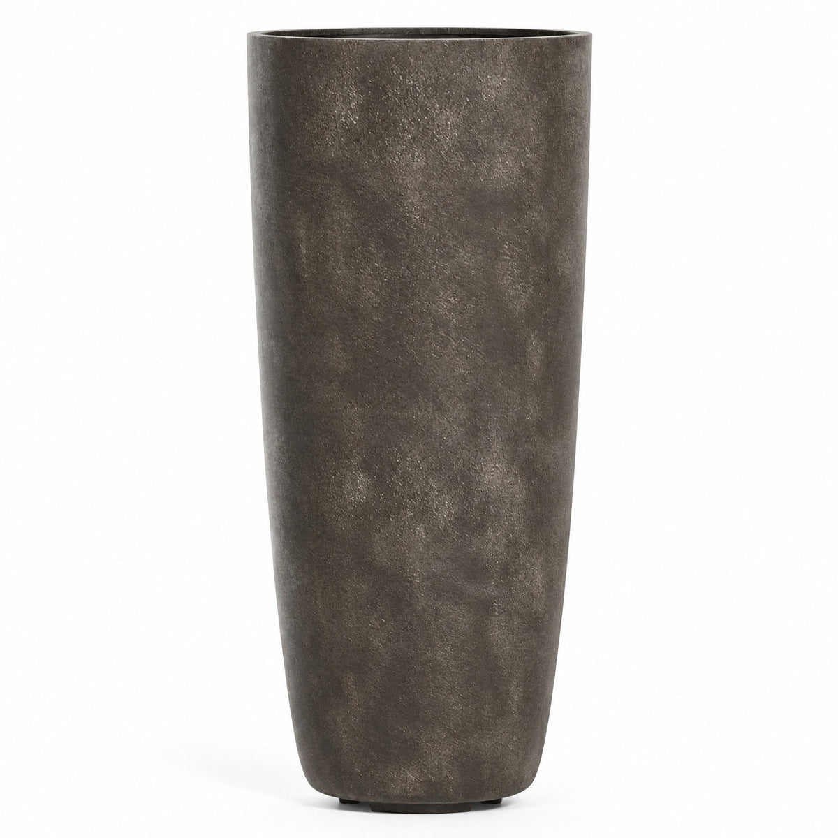 Colonna Tall Round fiberglass planter in river stone
