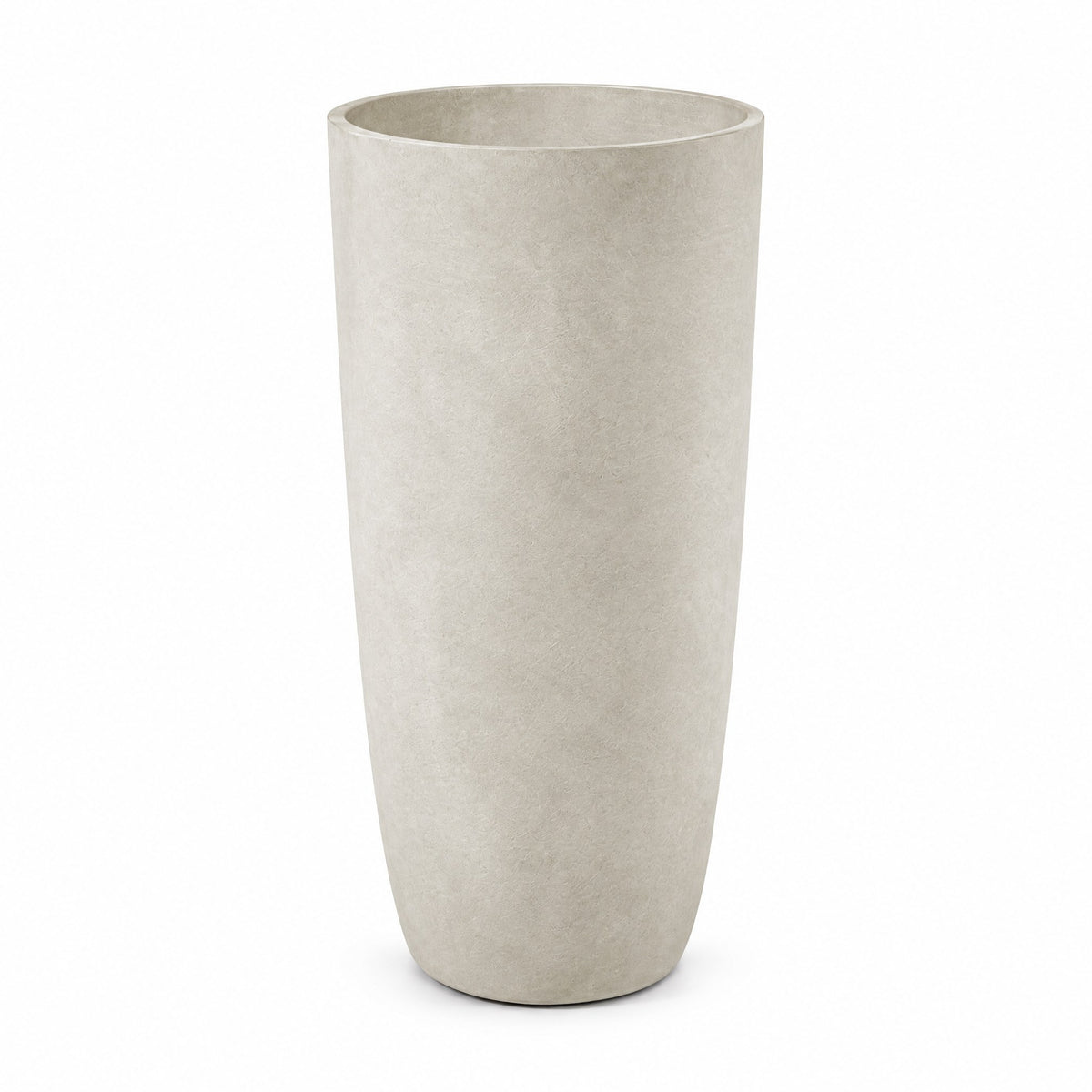 Colonna Tall Round fiberglass planter in sand stone