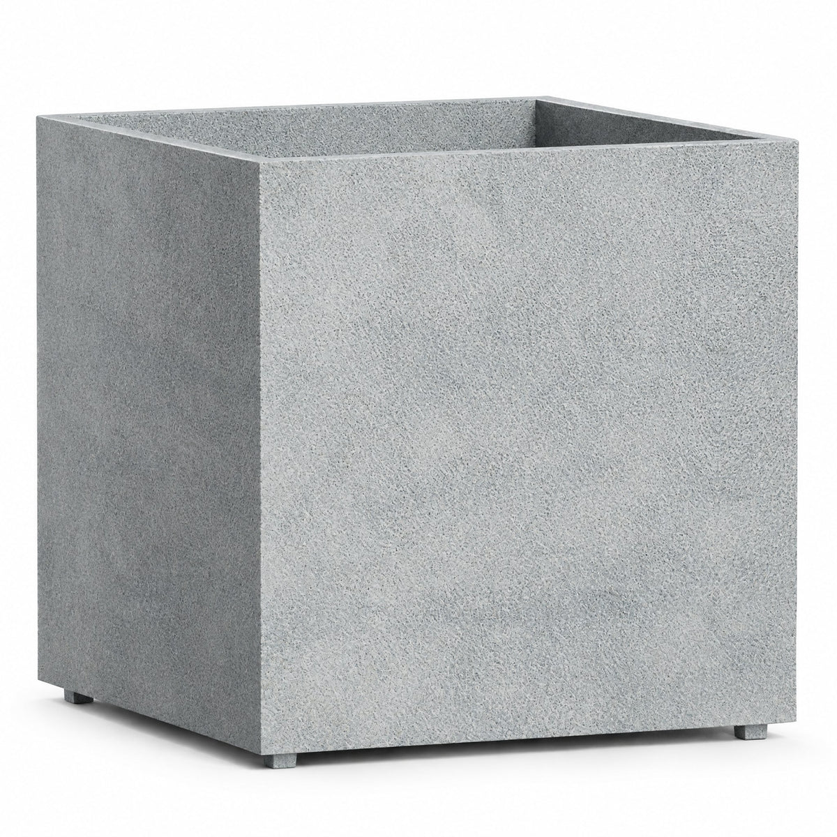 Cortile Cube fiberglass planter in concrete stone