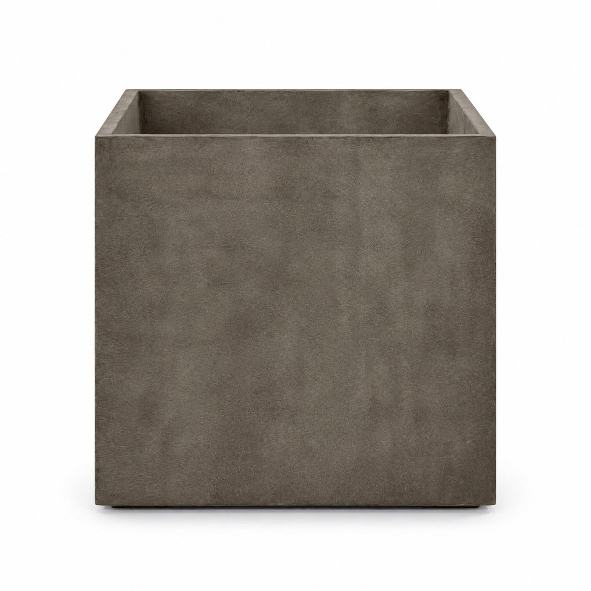 Cortile Cube fiberglass planter in river stone