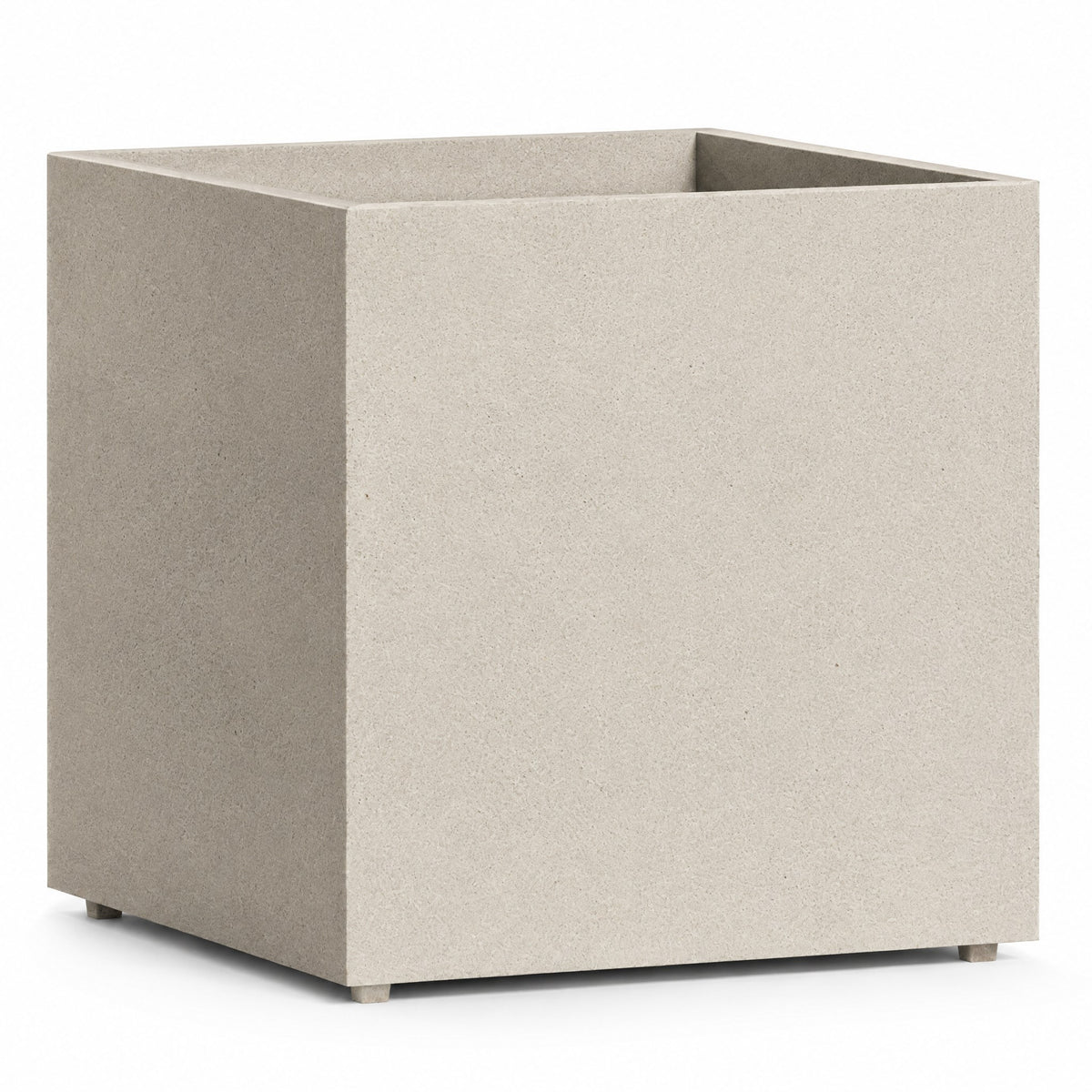 Cortile Cube fiberglass planter in sand stone