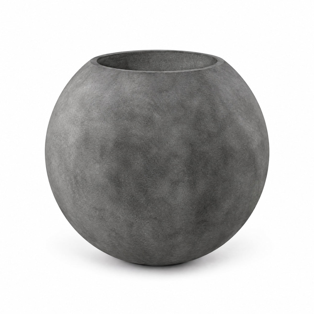 Cupola Globe fiberglass planter in grey stone