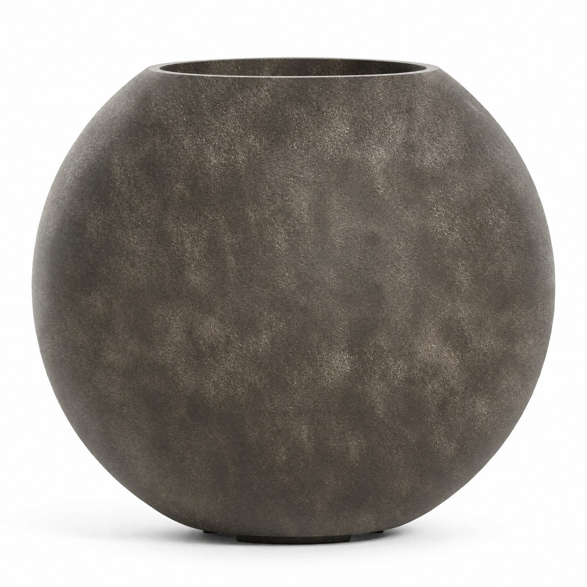 Cupola Globe fiberglass planter in river stone