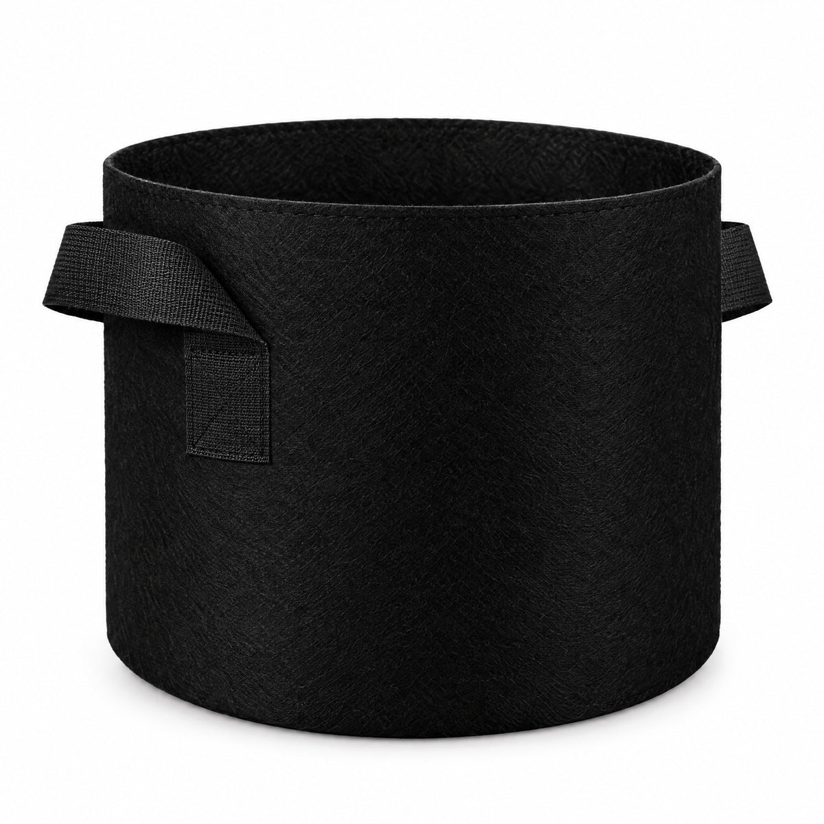 Black 5-gallon fabric grow bag with handles