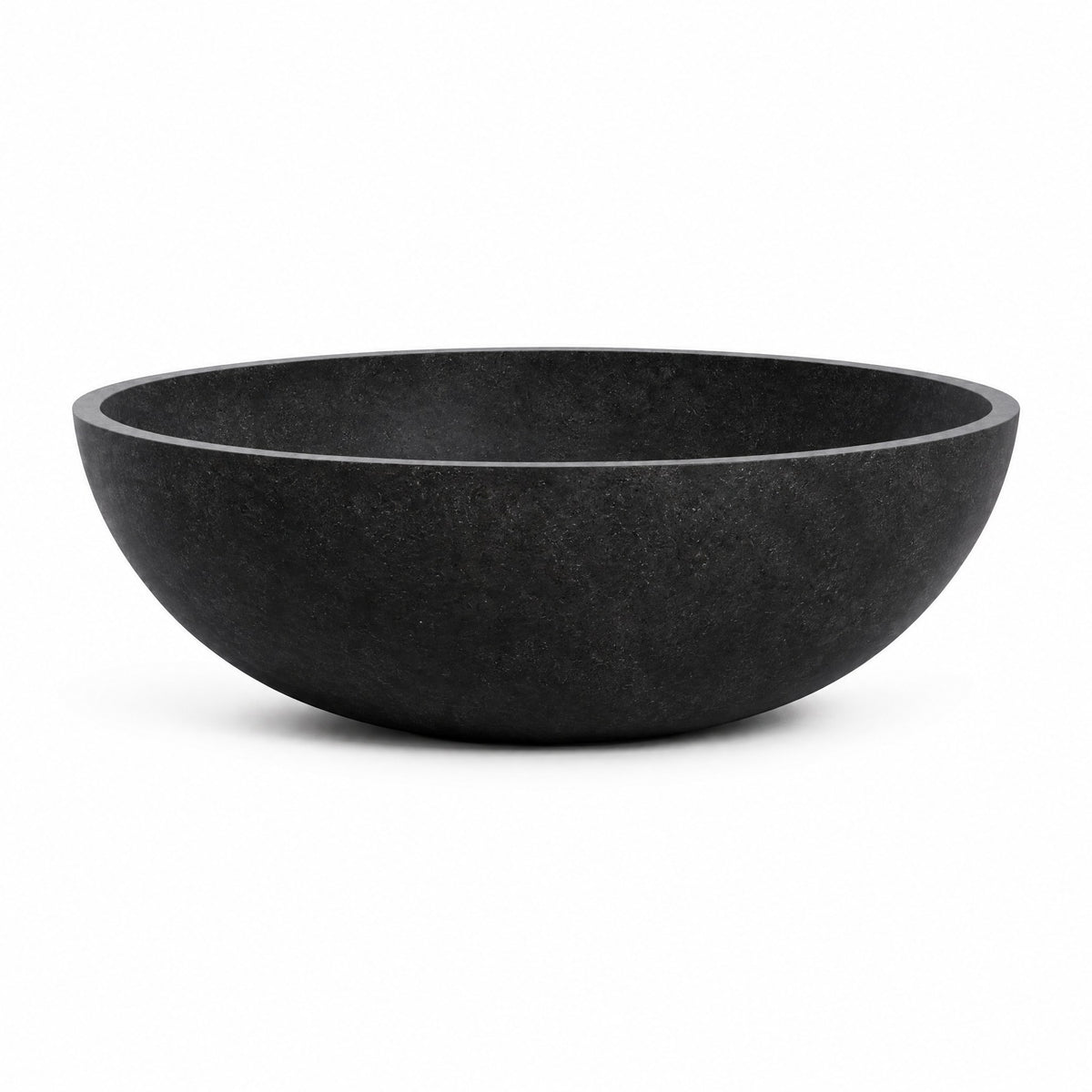 Fontana Low Bowl fiberglass planter in carbon stone