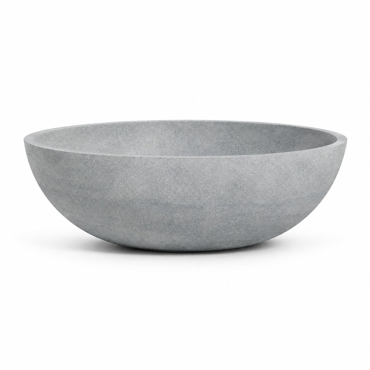 Fontana Low Bowl fiberglass planter in concrete stone