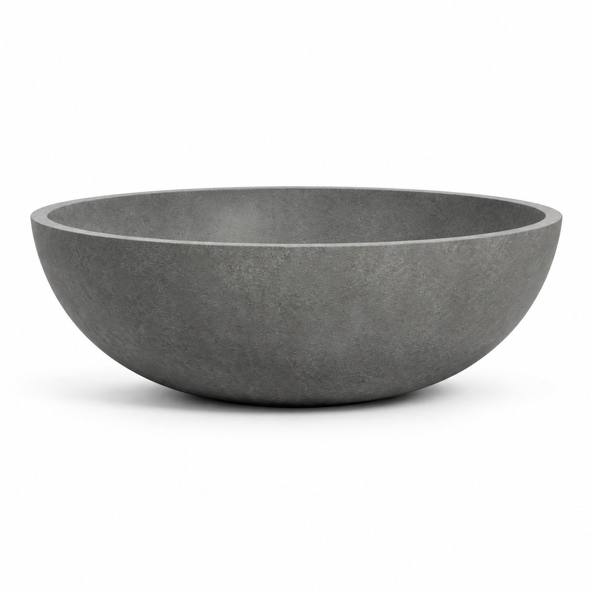Fontana Low Bowl fiberglass planter in grey stone