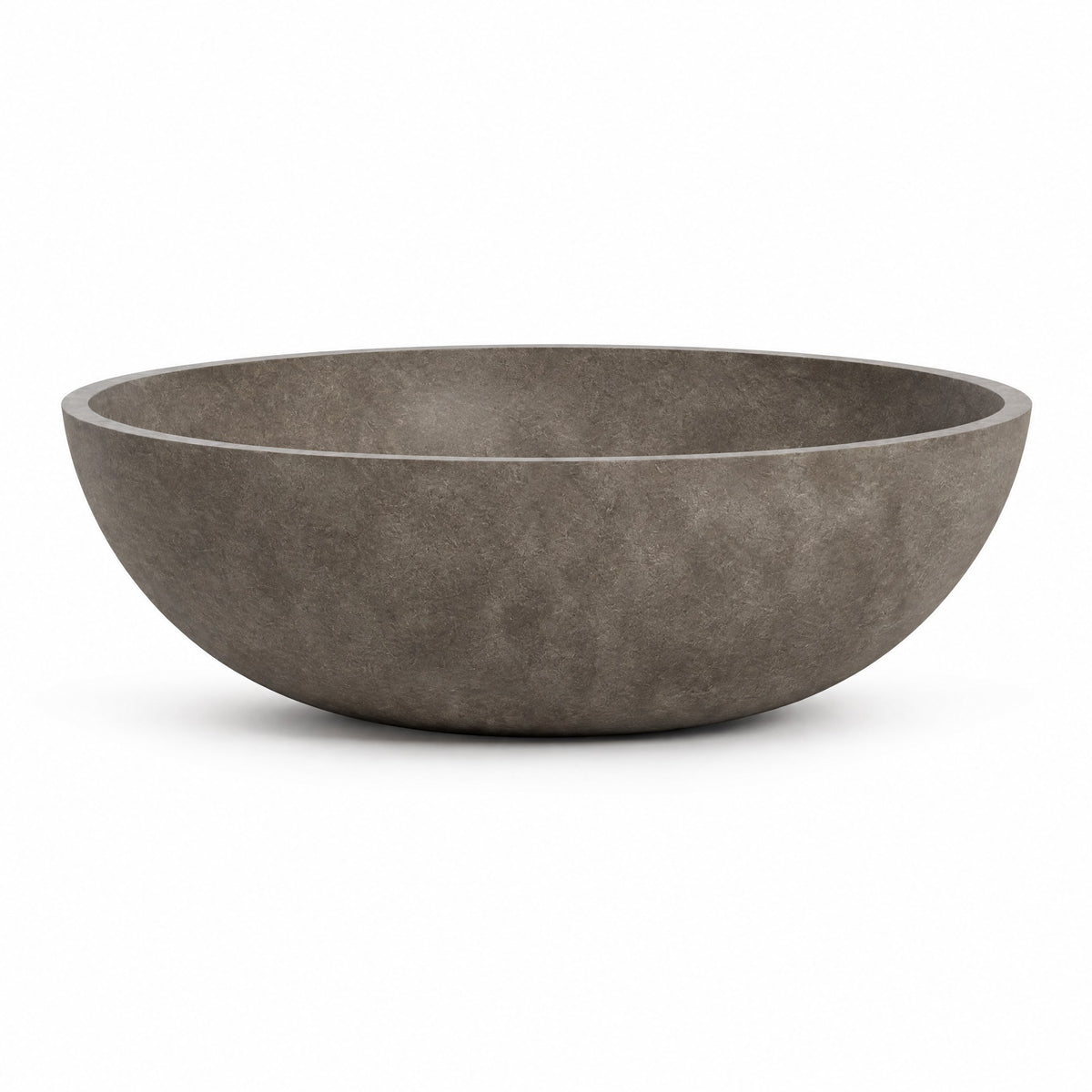 Fontana Low Bowl fiberglass planter in river stone