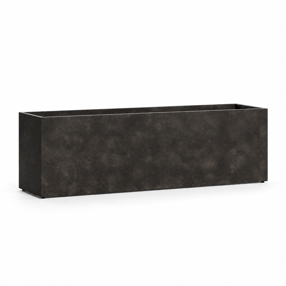 Galleria Extra-Long fiberglass planter in brown stone