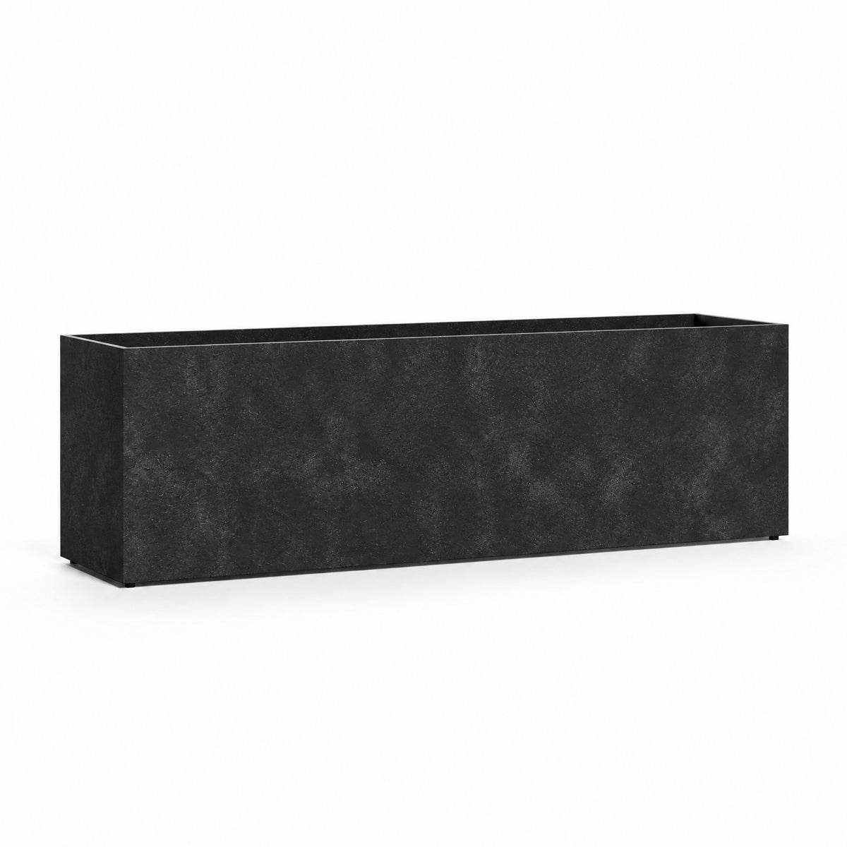 Galleria Extra-Long fiberglass planter in carbon stone