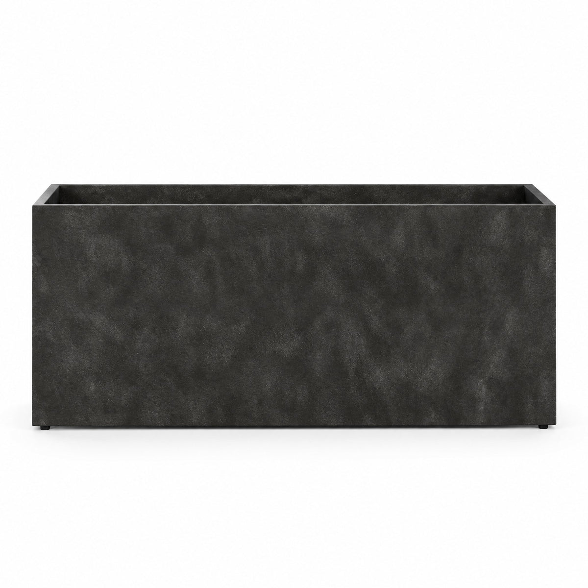Loggia Long fiberglass planter in carbon stone