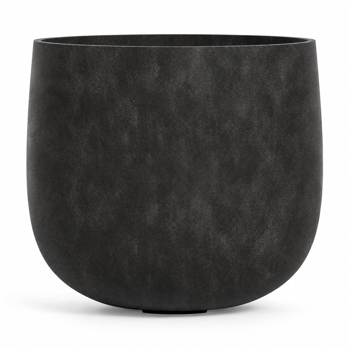 Piazza Round fiberglass planter in carbon stone