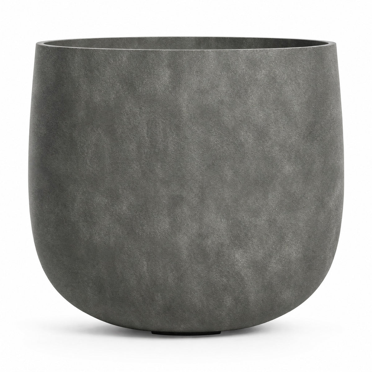 Piazza Round fiberglass planter in grey stone