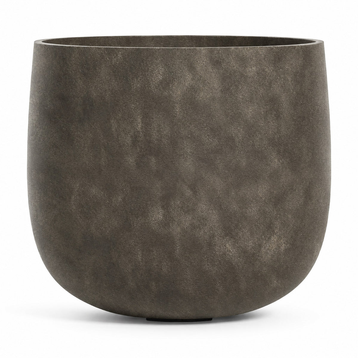 Piazza Round fiberglass planter in river stone