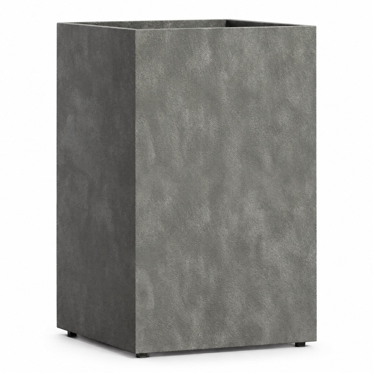 Pilastro Tall Square fiberglass planter in grey stone