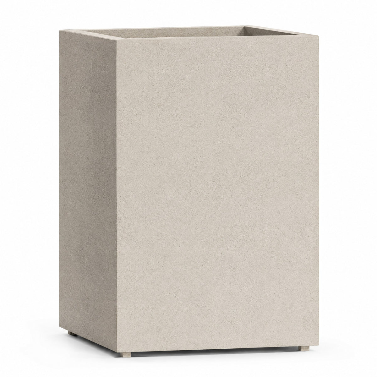 Pilastro Tall Square fiberglass planter in sand stone