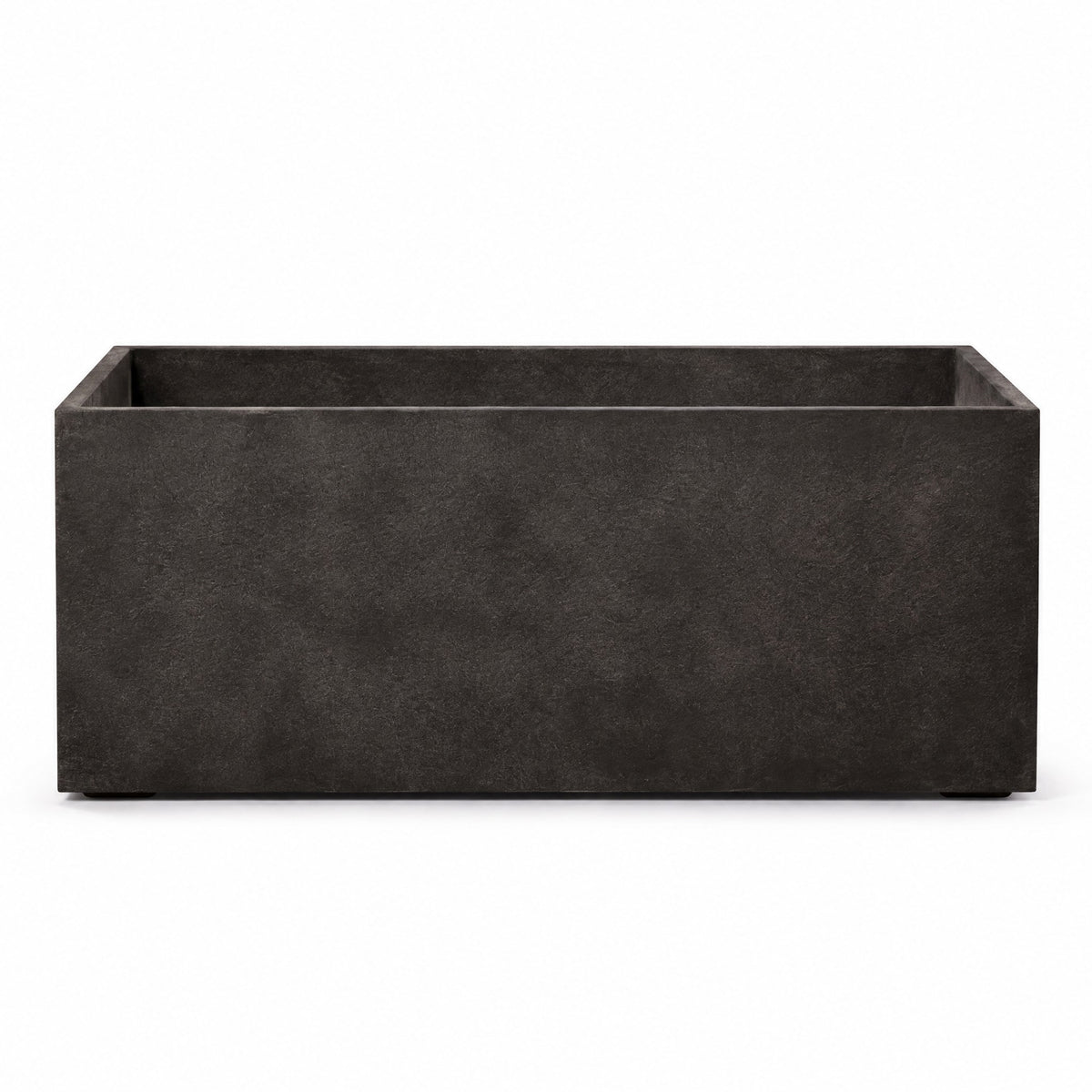 Terrazza Rectangular fiberglass planter in brown stone