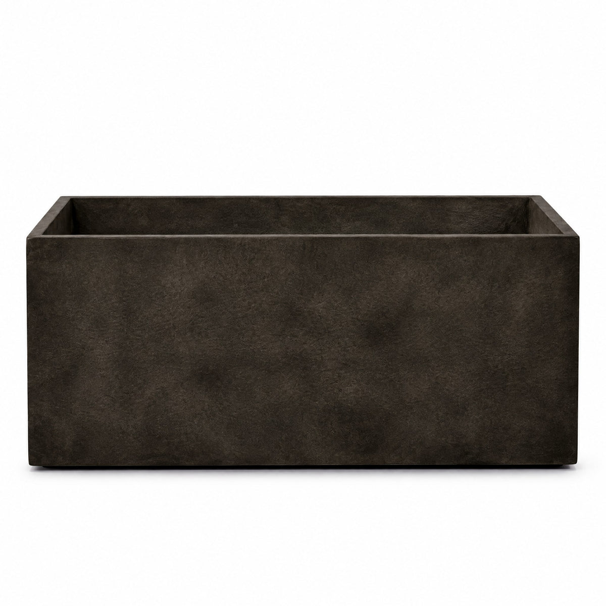 Terrazza Rectangular fiberglass planter in river stone
