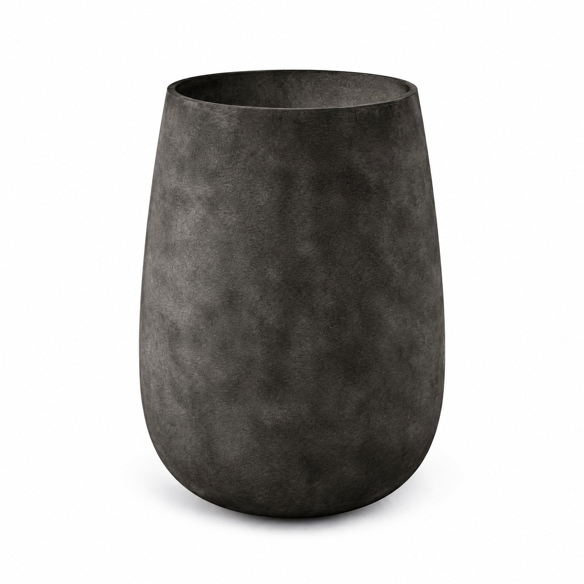 Torre Tall Round fiberglass planter in brown stone
