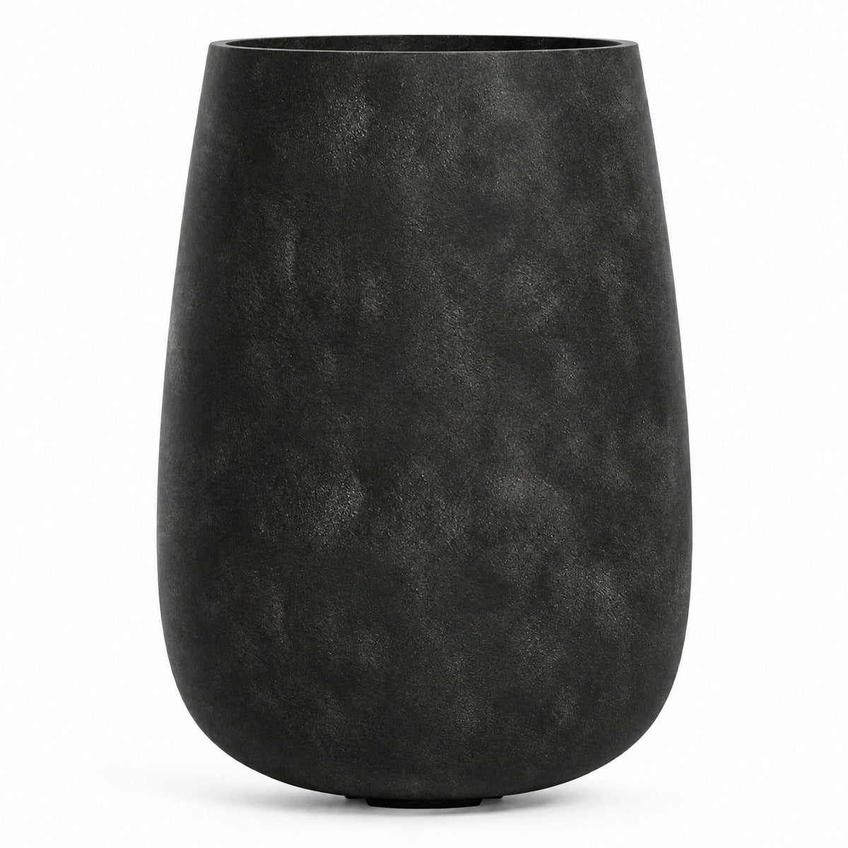 Torre Tall Round fiberglass planter in carbon stone