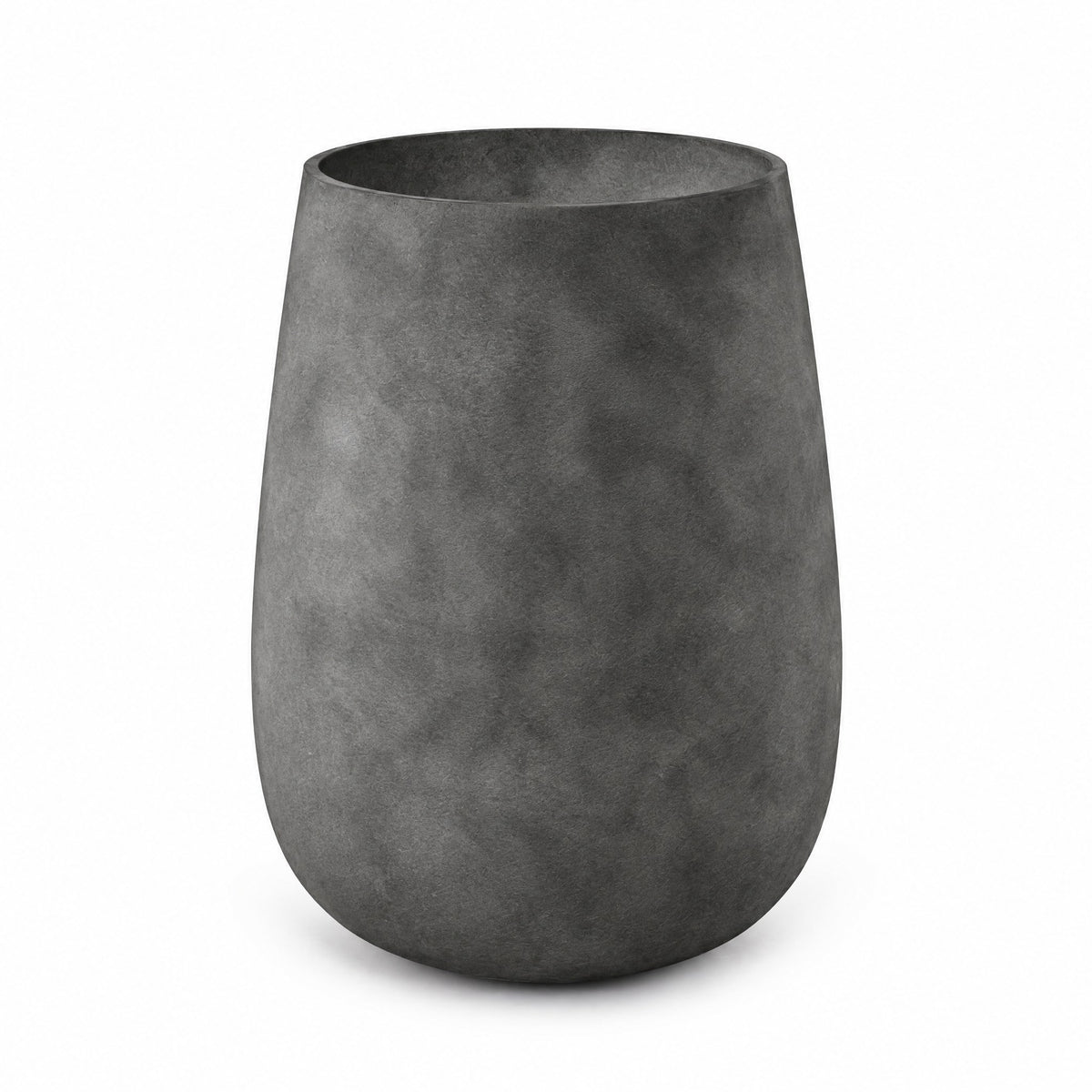 Torre Tall Round fiberglass planter in grey stone