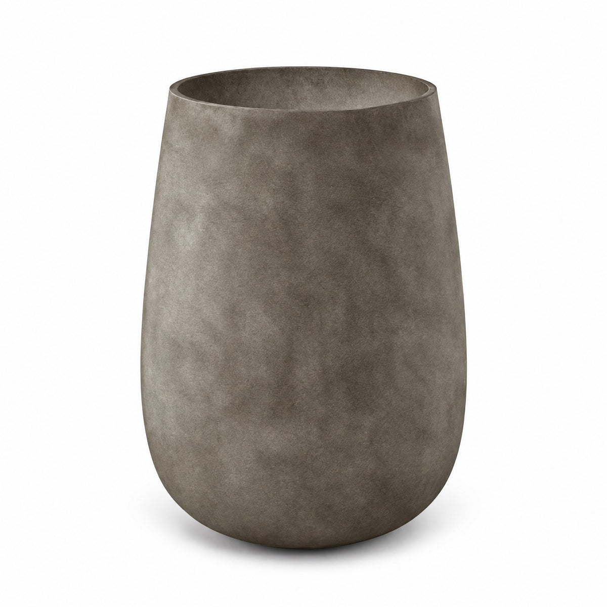 Torre Tall Round fiberglass planter in river stone