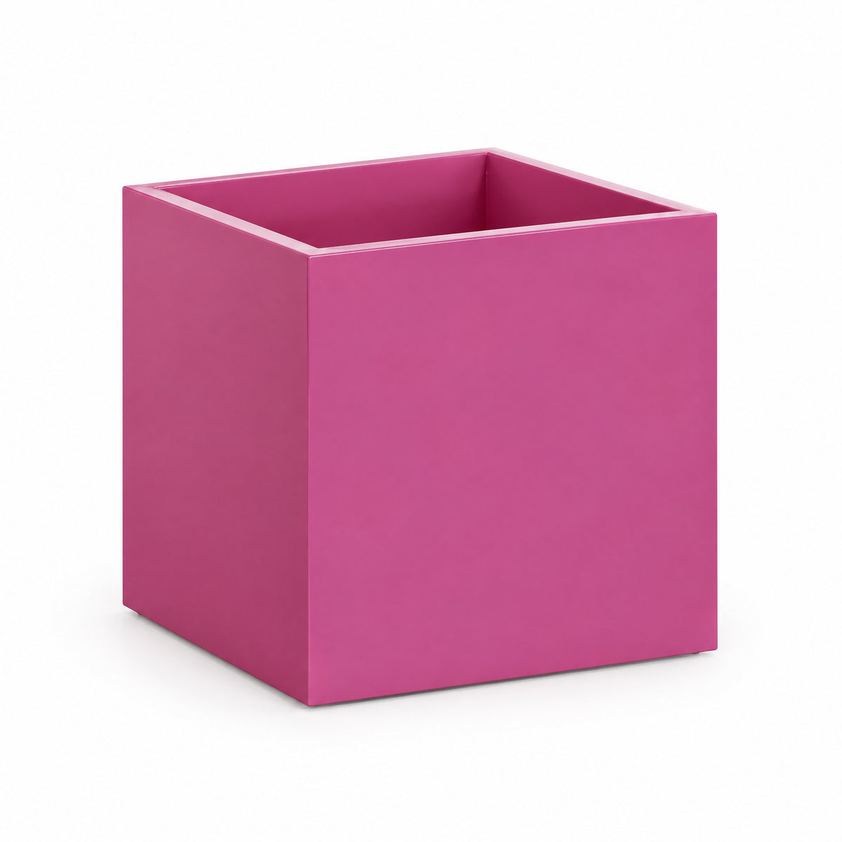 Urban Cube fiberglass planter in gloss pink violet