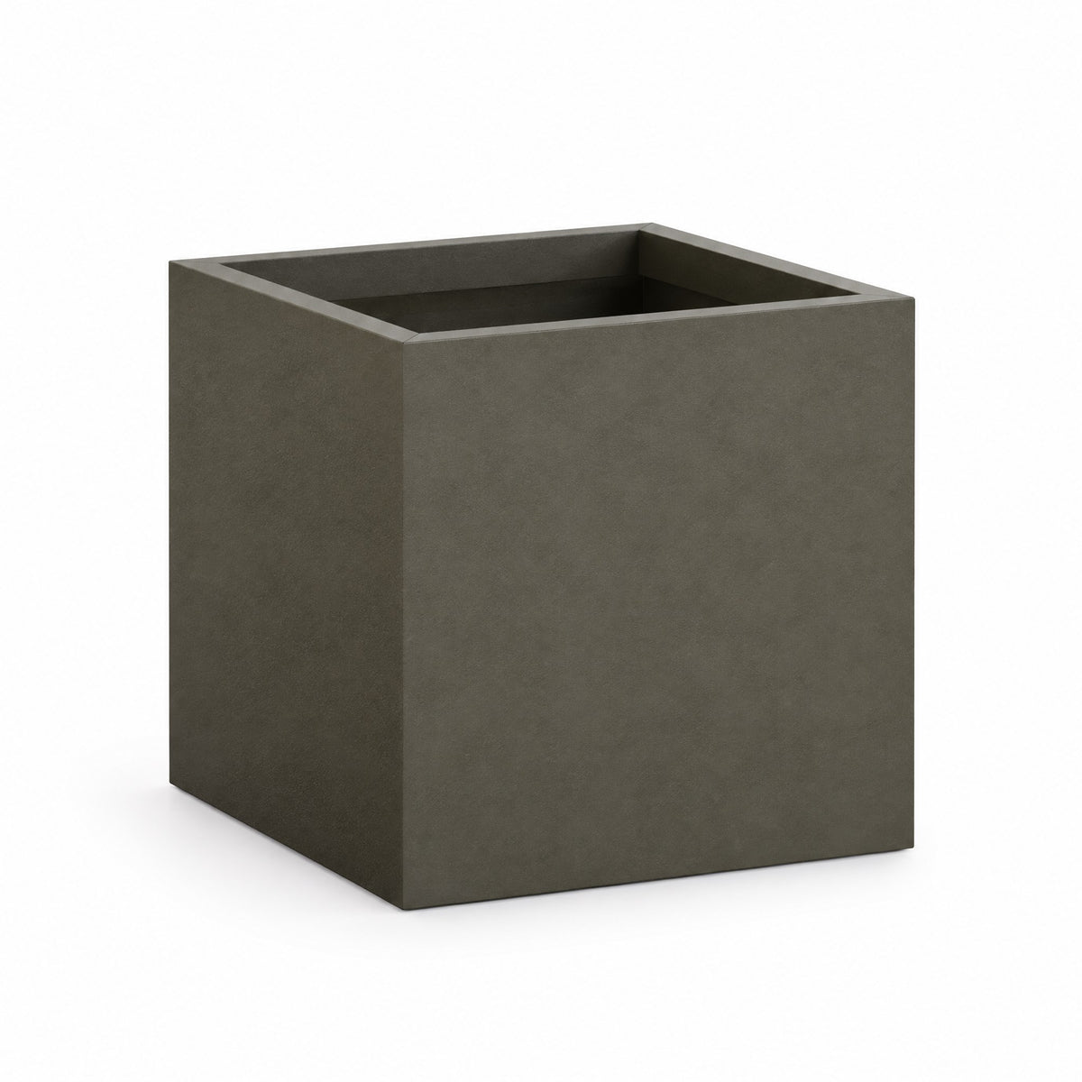 Urban Cube fiberglass planter in matte bronze