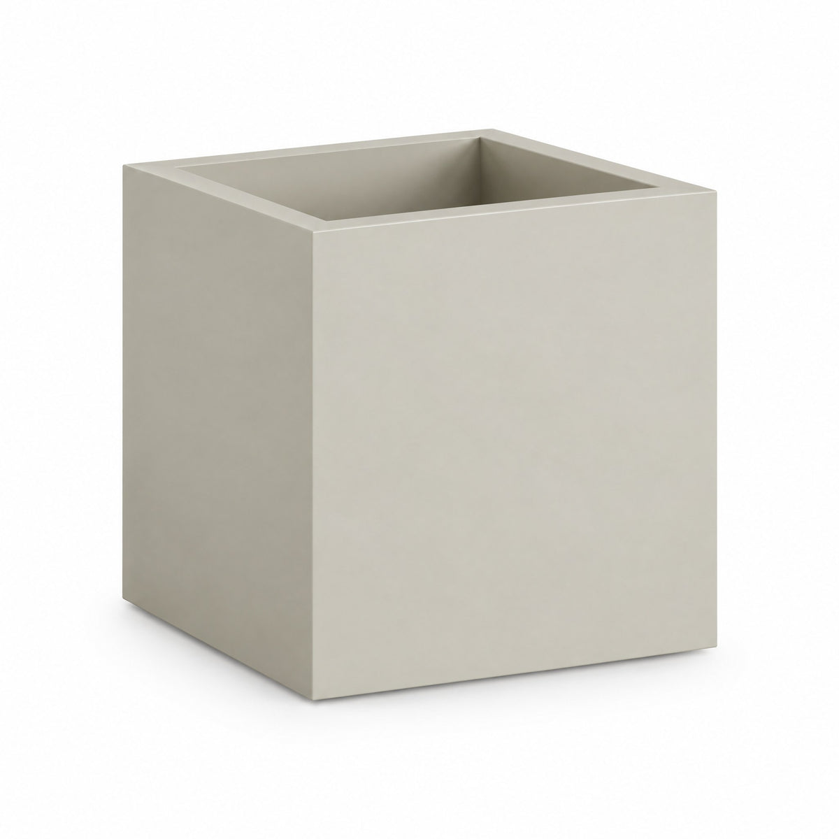 Urban Cube fiberglass planter in satin beige