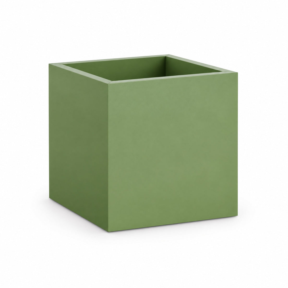Urban Cube fiberglass planter in satin green