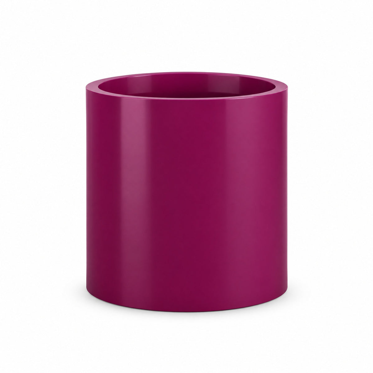Urban Cylinder fiberglass planter in gloss eggplant
